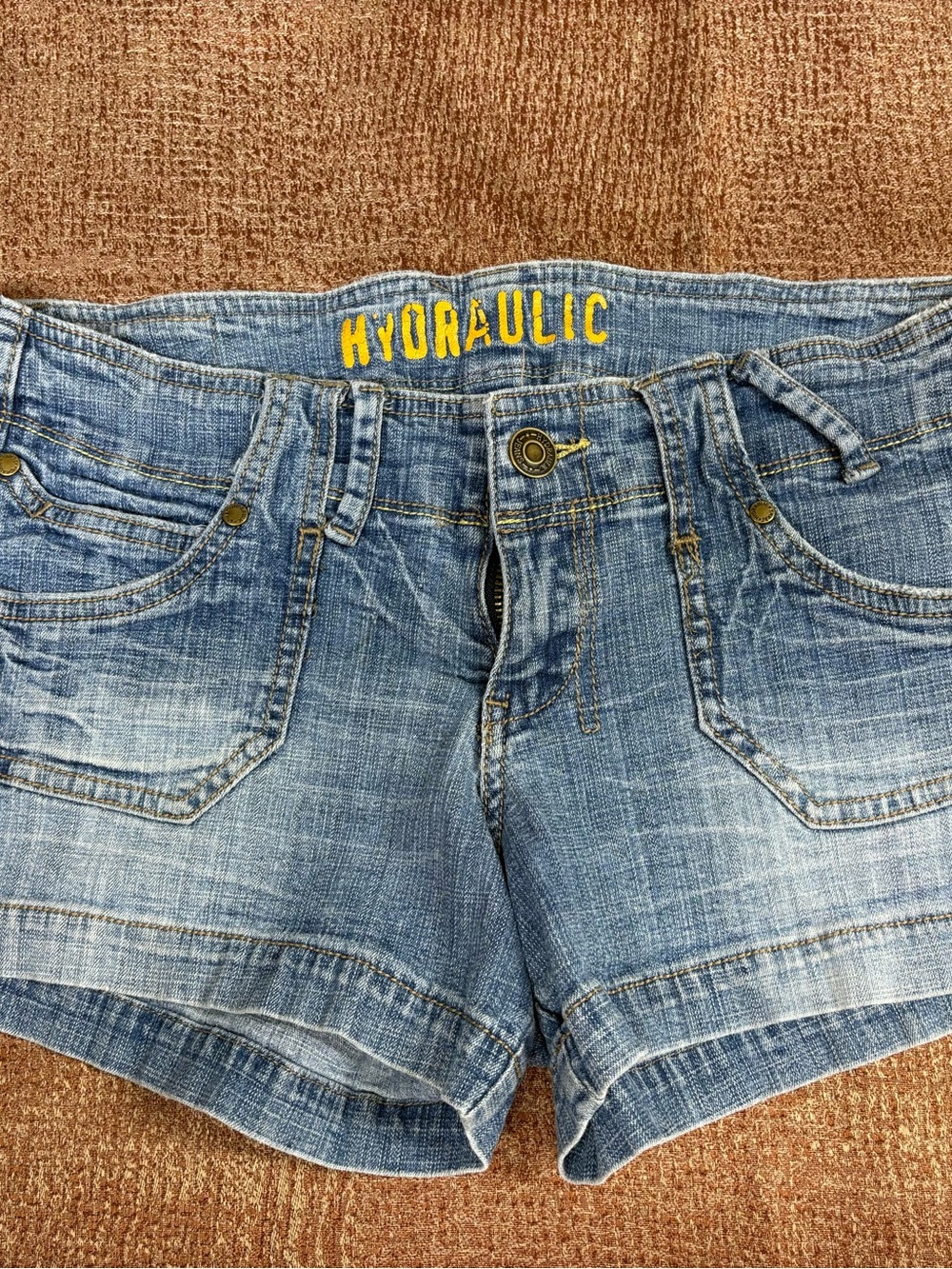 Hydraulic Women's Washed Blue Denim Cutoff Shorts
